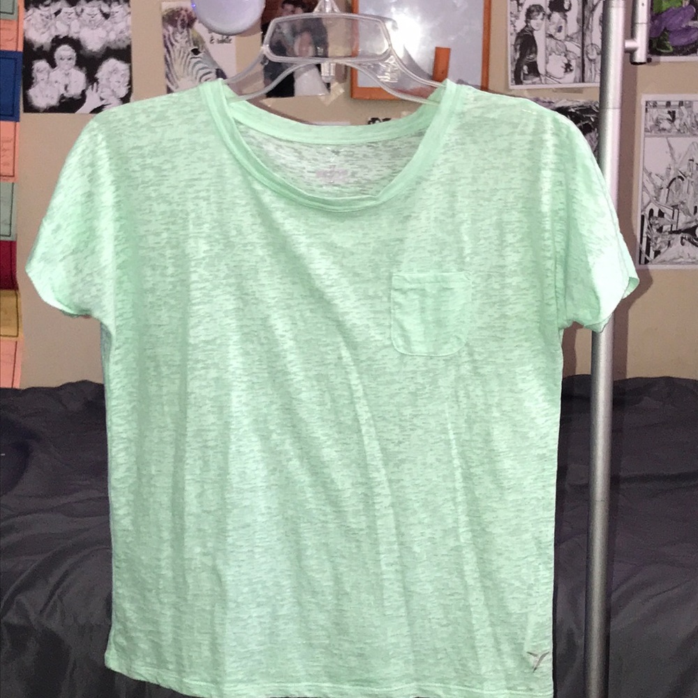 Green partially see through tee